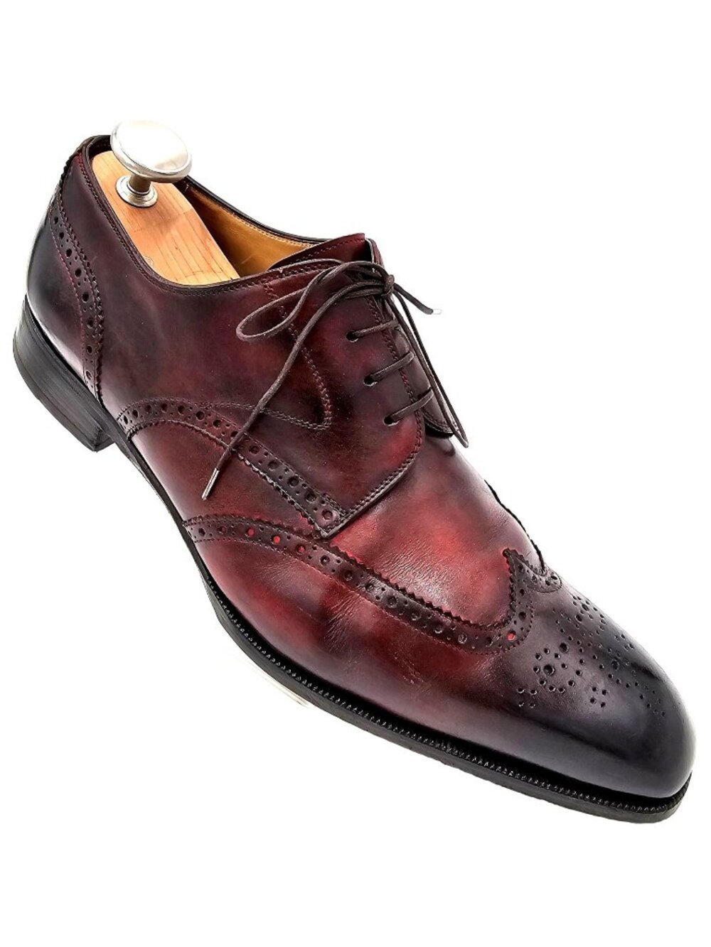 Scarpe Di Bianco Italy Luxury Wingtip Dress Shoe Men 12 Burgundy Leather Oxfords